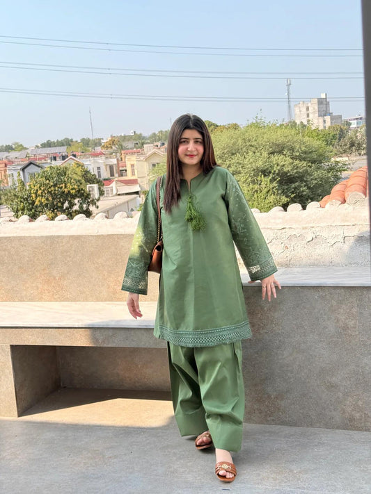GREEN MINSHA 2PC ( FARSHI SHALWAR)