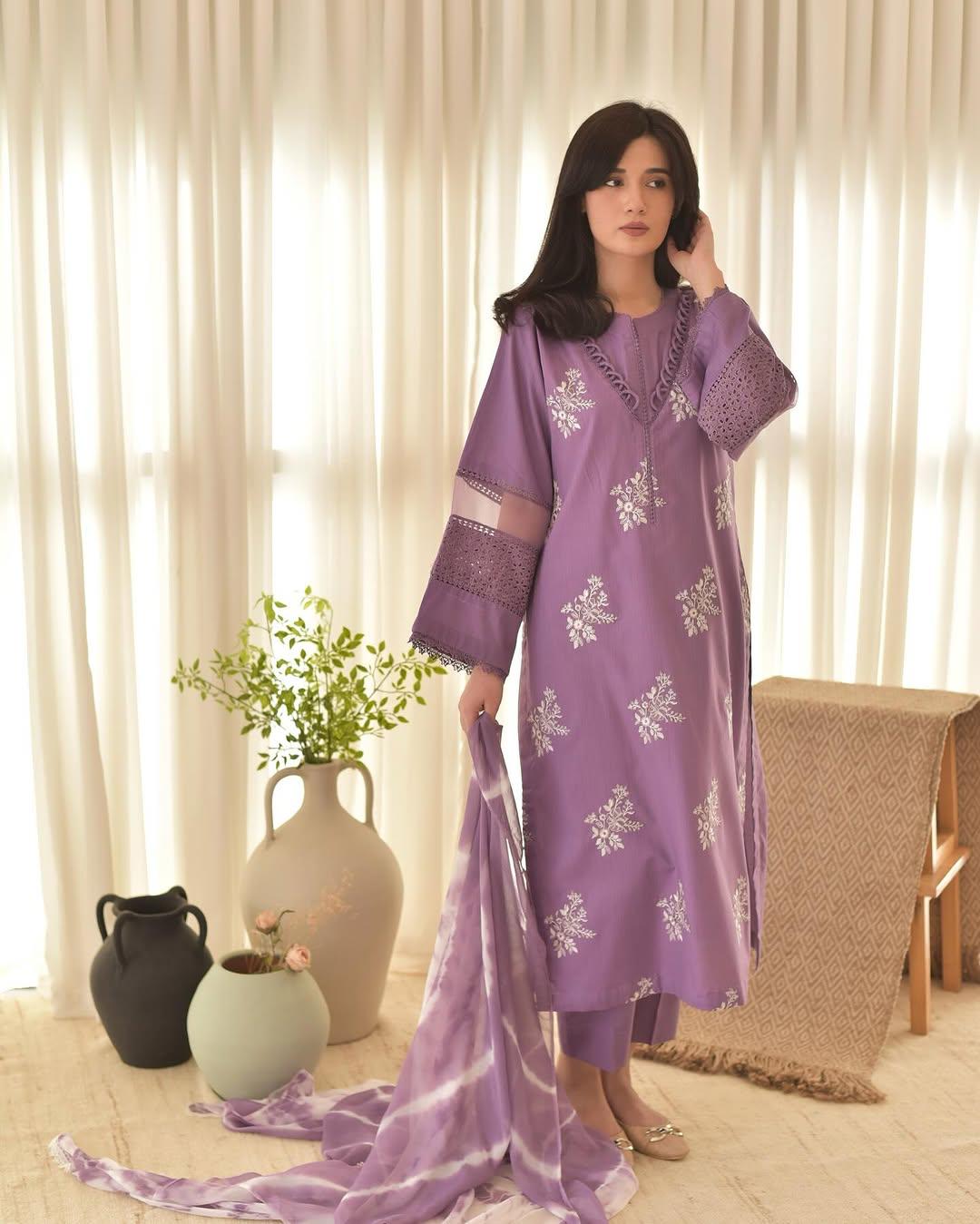 HORIYA PURPLE LAWN  3PC