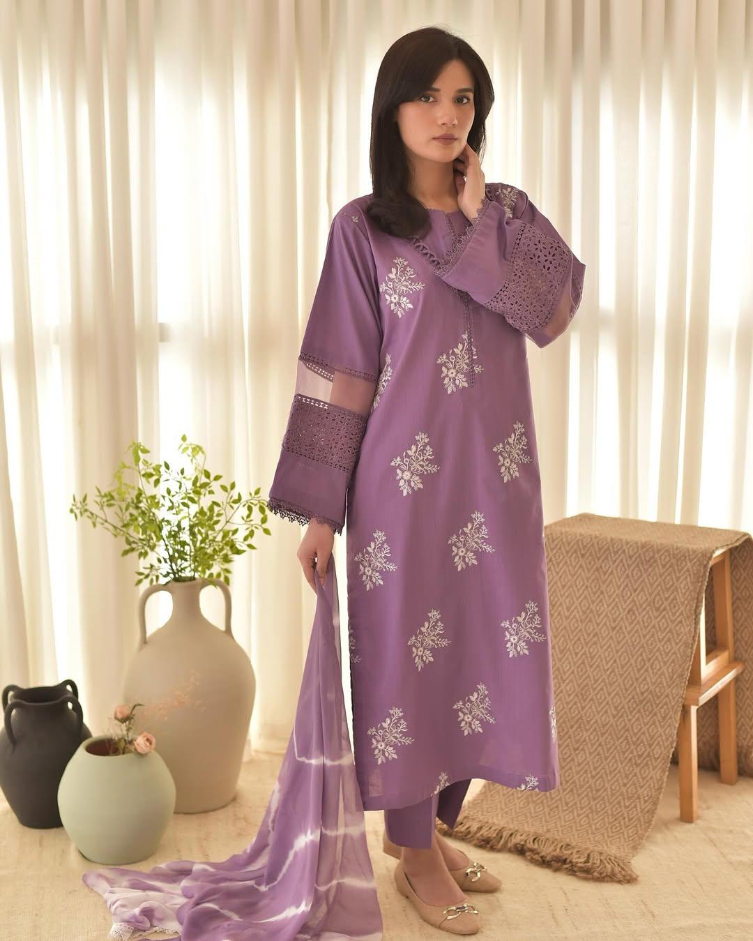 HORIYA PURPLE LAWN  3PC