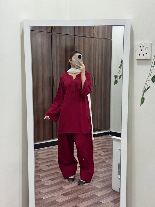 MEHROON SET ( FARSHI SHALWAR )