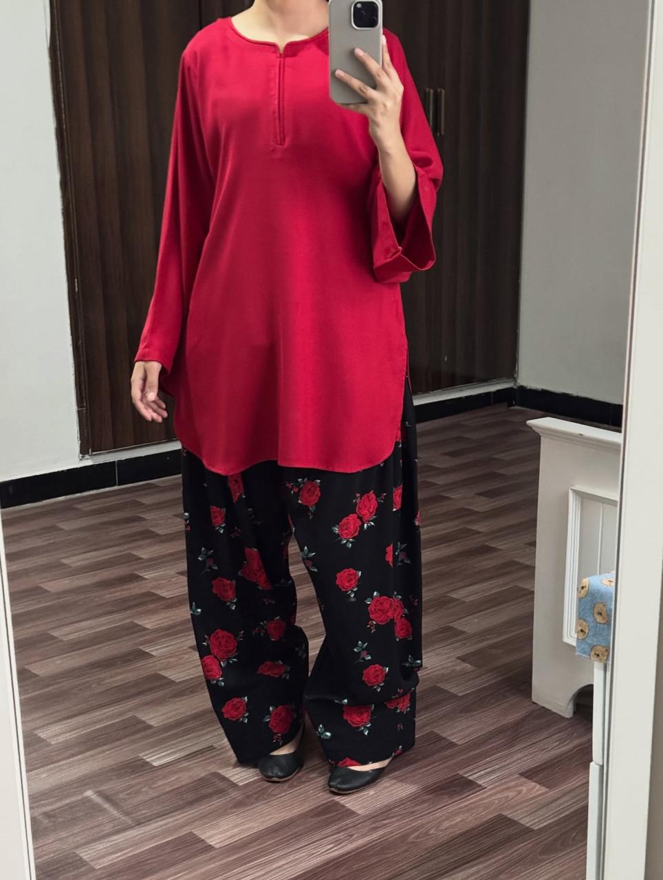 RED FLORAL SET ( FARSHI SHALWAR )