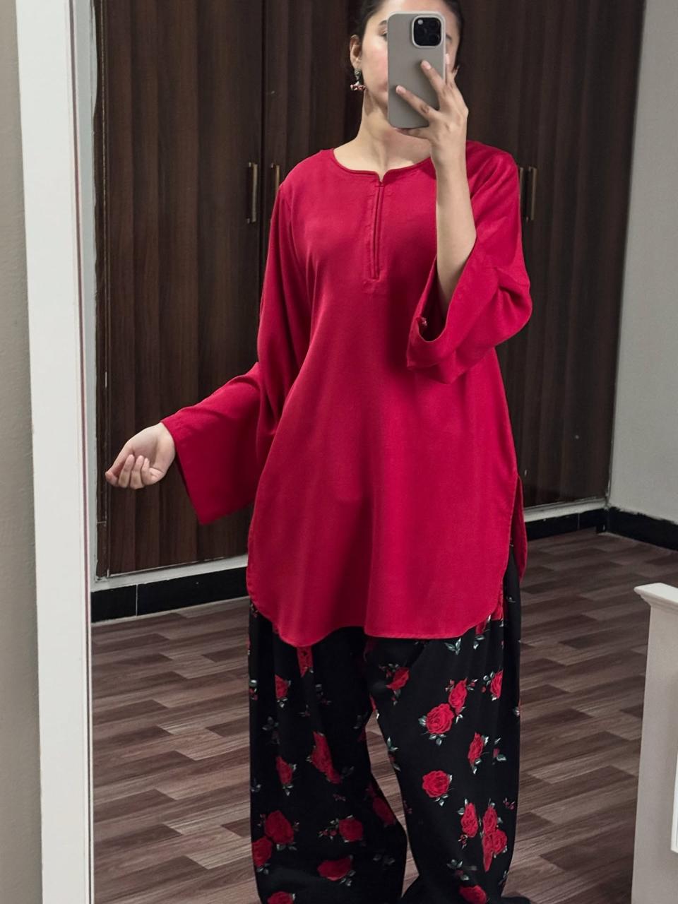 RED FLORAL SET ( FARSHI SHALWAR )