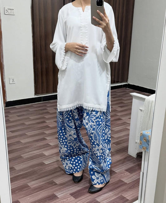 BLUE/WHITE SET ( FARSHI SHALWAR )