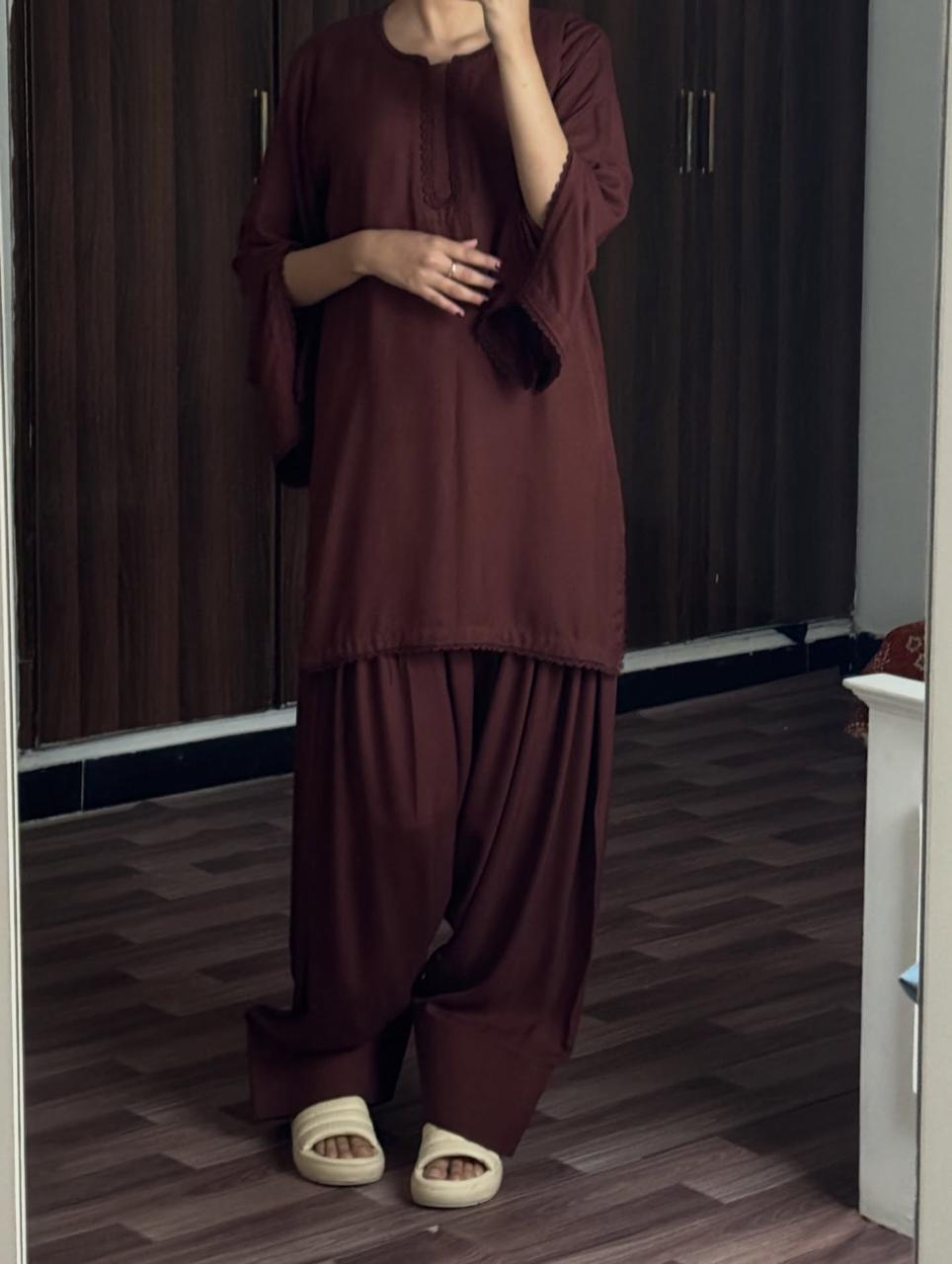 SHEEN BROWN SET ( FARSHI SHALWAR )