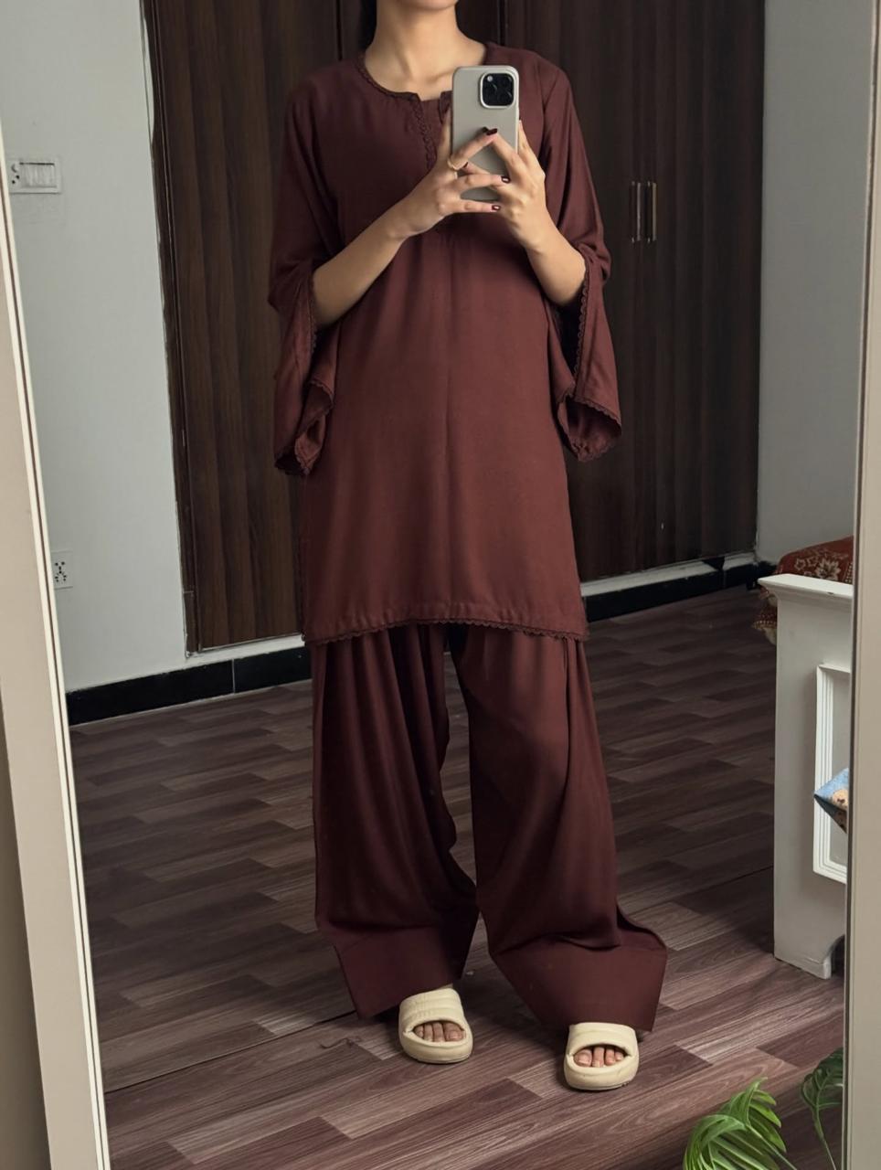 SHEEN BROWN SET ( FARSHI SHALWAR )